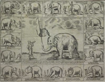 Flugblatt mit den Kunststücken des Elefanten Hansken, Stadtbibliothek Ulm