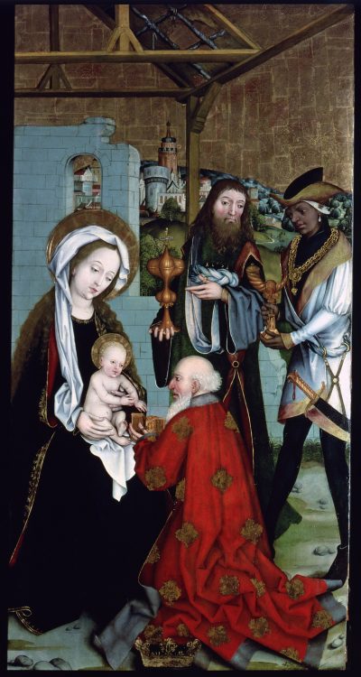 Jörg Stocker, Martin Schaffner, Anbetung der Hl. Drei Könige, 1496-1499, Mischtechnik auf Holz,
