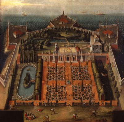 Jonas Arnold, Entwurf eines idealen Gartens, 1645, Öl auf Leinwand, Museum Ulm, Foto Wolfgang Adler