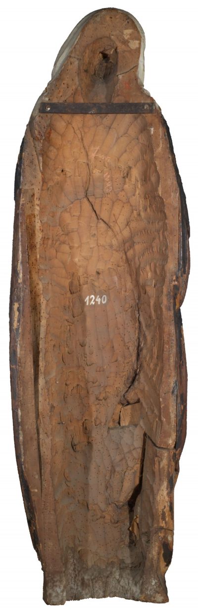 Trauernden Maria unter dem Kreuz (Rückseite), Holzskulptur, ca. 1530, Museum Ulm, Foto Anna-Laura Scheiger