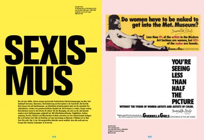 Ausstellungskatalog Protest! gestalten (Guerilla Girls), Museum Ulm, Gestaltung MüllerHocke GrafikDesign