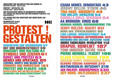 Ausstellungskatalog Protest! gestalten (Inhalt), Museum Ulm, Gestaltung MüllerHocke GrafikDesign