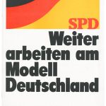 Cover mit stilisierter Deutschlandflagge oben und dem Text 'SPD Weiter arbeiten am Modell Deutschland Regierungsprogramm 1976-80' in großen schwarzen und roten Buchstaben auf weißem Grund
