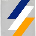 Hellgrauer Buchumschlag mit drei diagonalen Streifen in Blau, Weiß und Orange sowie weißer Schrift 'Erscheinungsbild Deutsche Bank Typografie' und kleinem weißem Deutsche-Bank-Logo unten rechts